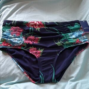 Apt. 9 Women's Floral Bikini Bottom - Navy and Pink